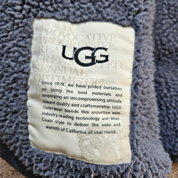 UGG Women's Patricia Sherpa Lined Puffer Jacket Blue Size XS Cropped Hip Length - Picture 7 of 9